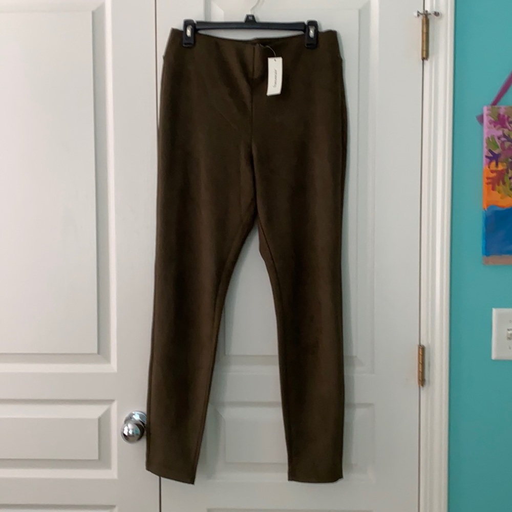 Francesca’s Suede dark green pants, size medium